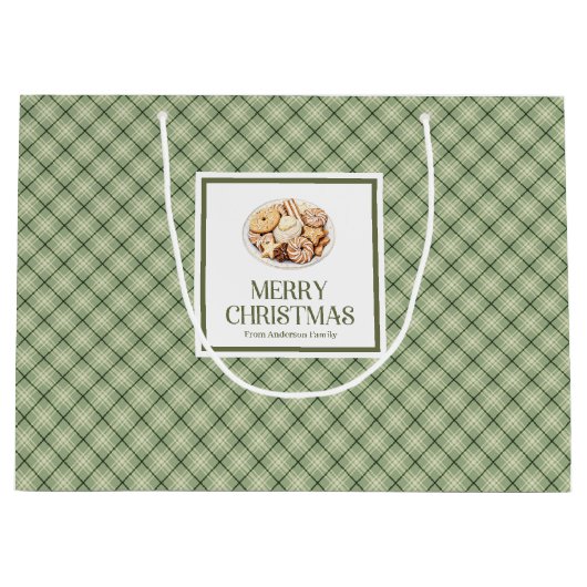 Classic Soft Pastel Christmas Script Gift Bag  Groot Cadeauzakje (Voorkant)