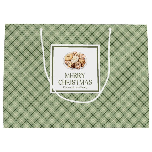 Classic Soft Pastel Christmas Script Gift Bag  Groot Cadeauzakje (Achterkant)