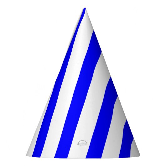 Classic Solid White and Blue Striped Stylish Feesthoedjes (Links)