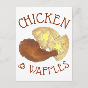 Classic Soul Food Fried Chicken and Waffles Diner Briefkaart