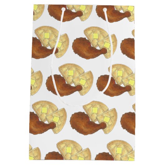 Classic Soul Food Fried Chicken and Waffles Diner Medium Cadeauzakje (Achterkant)