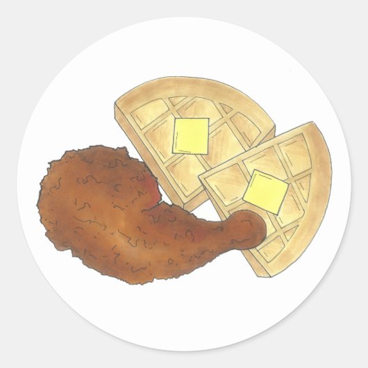 Classic Soul Food Fried Chicken and Waffles Diner Ronde Sticker (Voorkant)