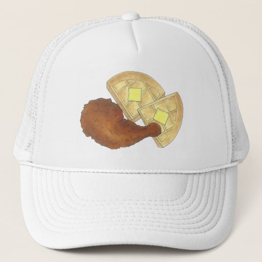 Classic Soul Food Fried Chicken and Waffles Diner Trucker Pet (Voorkant)
