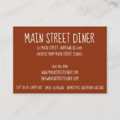 Classic Soul Food Fried Chicken and Waffles Diner Visitekaartje (Achterkant)