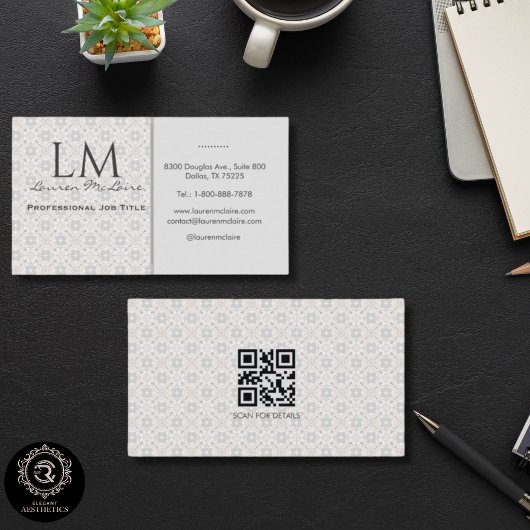 Classic Spanish Tile Monogram QR Business Branding Visitekaartje