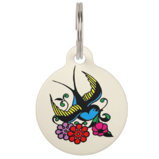 Classic Sparrow Tattoo Pet ID Tag Huisdierpenning