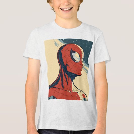 Classic Spider-Man with Dynamic Cosmic Background Tri-Blend Shirt (Voorkant)