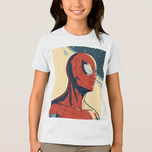 Classic Spider-Man with Dynamic Cosmic Background Tri-Blend Shirt (Voorkant)