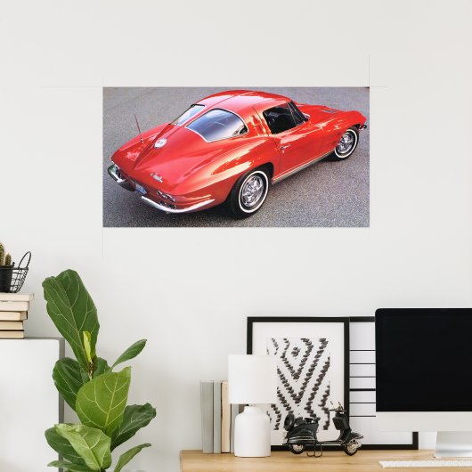 Classic Split Window Red Corvette Poster (Thuiskantoor)