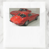 Classic Split Window Red Corvette Rechthoekige Sticker (Tas)