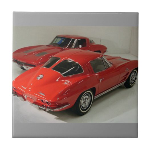 Classic Split Window Red Corvette Tegeltje (Voorkant)