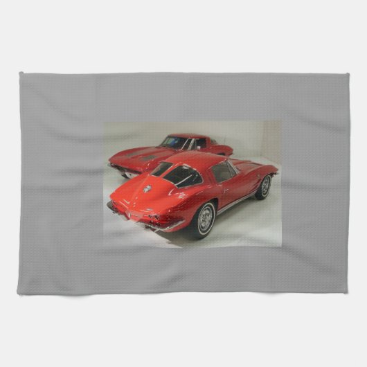 Classic Split Window Red Corvette Theedoek (Horizontaal)
