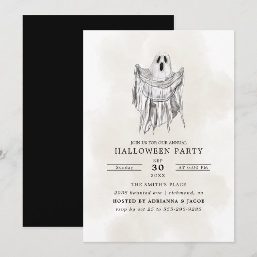 Classic Spooky Bossen Sheet Ghost Halloween Kaart (Voorkant / Achterkant)