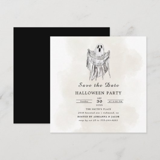 Classic Spooky Woods Sheet Ghost Halloween Save The Date (Voorkant / Achterkant)