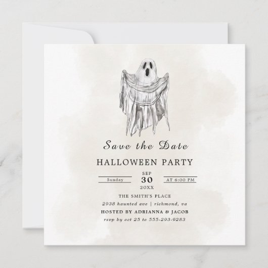 Classic Spooky Woods Sheet Ghost Halloween Save The Date (Voorkant)