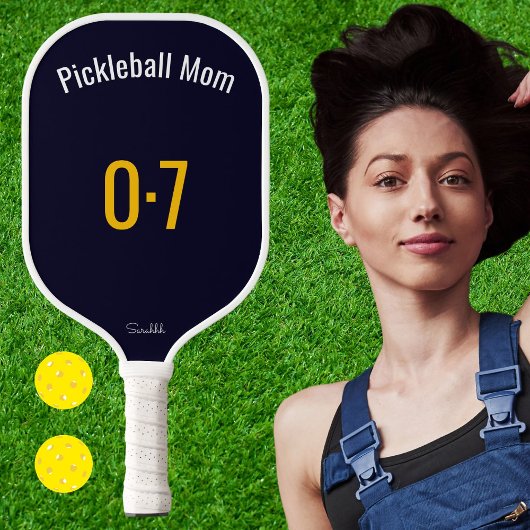 Classic Sporty Pickleball Mom Custom Name Number Paddle