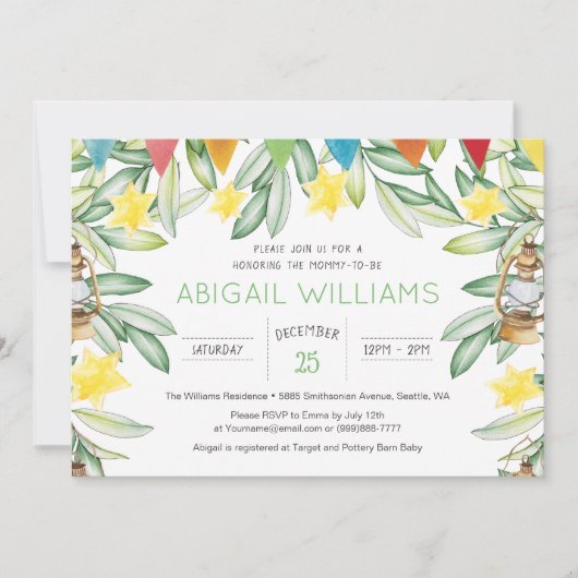 Classic Spring Garden Greenery Baby shower Kaart (Voorkant)