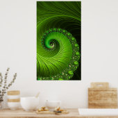 Classic Spring Green Spiral Fractal Abstract Poster (Keuken)