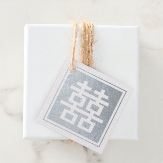 Classic Square Double Happiness Chinese Wedding Fo Bedankjes Labels (Met doos)