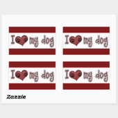 Classic Square Sticker/I Love my Dog Rechthoekige Sticker (Vel)
