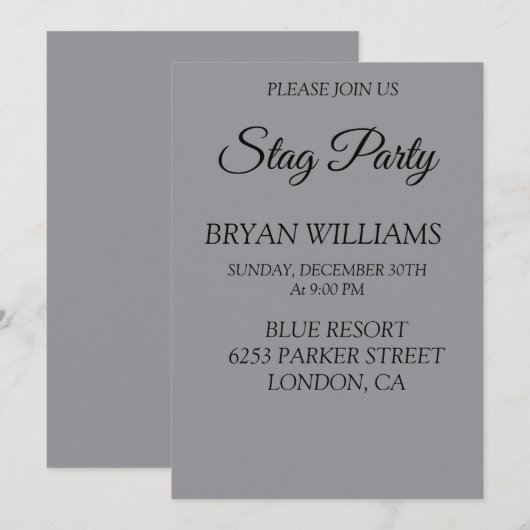 Classic Stag Party Kaart (Voorkant / Achterkant)