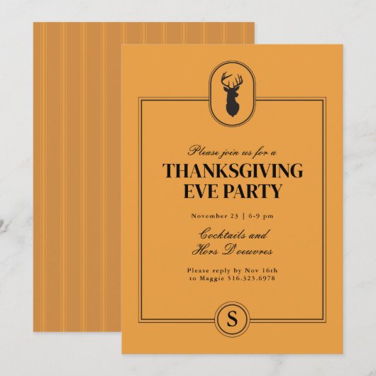 Classic Stag Thanksgiving Eve Pinstripe Invitation Kaart (Voorkant / Achterkant)