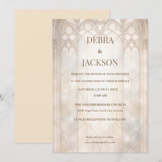 Classic Stained Glass Cathedral- Champagne Gold Kaart (Voorkant / Achterkant)