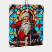 Classic Stained Glass Santa Keramisch Ornament (Rechts)