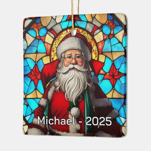 Classic Stained Glass Santa Keramisch Ornament (Links)