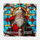Classic Stained Glass Santa Keramisch Ornament (Achterkant)