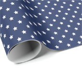 Classic Stars White - Navy Blue Cadeaupapier (Rol Hoek)