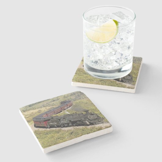 Classic Steam Engine Train, C & TS-489 Stenen Onderzetter (Zijkant)