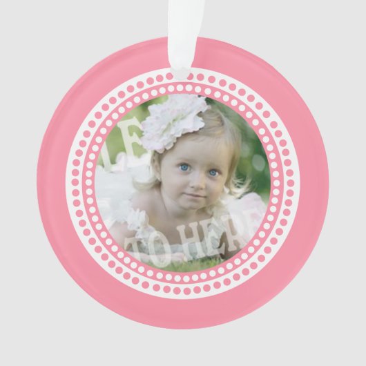 Classic Stippen Baby Foto Roze Ornament (voorkant)