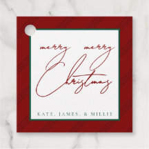 Classic Stripe Holiday Gift Labels - Jewel/Deep To