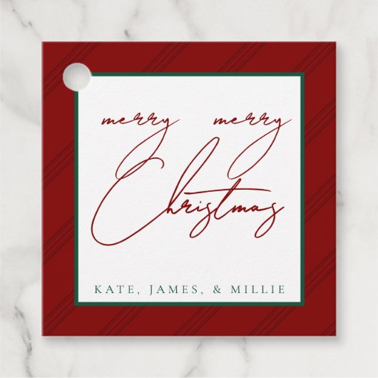 Classic Stripe Holiday Gift Labels - Jewel/Deep To (Voorkant)