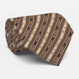 Classic Stripe Pattern Navy Maroon Gold Stropdas