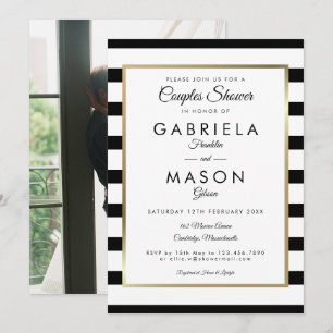 Classic Stripe Photo Wedding Couples Shower Kaart