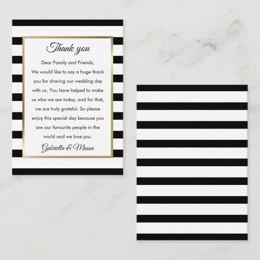 Classic Stripe Wedding Dank u Plaatskaartje (Voorkant / Achterkant)