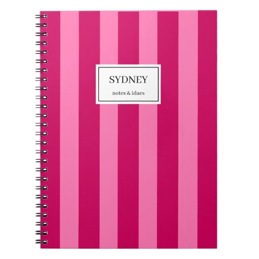 Classic Striped Notebook Custom Name Journal  Notitieboek (Voorkant)