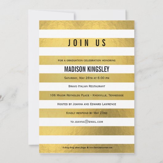 Classic Stripes Afstuderen Aankondigingsuitnodigin Kaart (Achterkant)