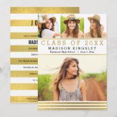 Classic Stripes Afstuderen Aankondigingsuitnodigin Kaart (Voorkant / Achterkant)