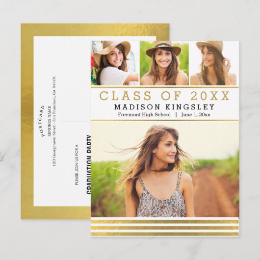 Classic Stripes Afstuderen Briefkaart (Voorkant / Achterkant)