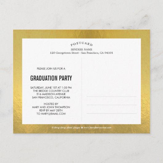 Classic Stripes Afstuderen Briefkaart (Achterkant)