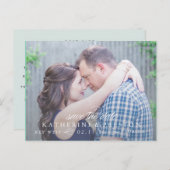 Classic Stripes Bewaar de Date Post Kaart in blauw (Voorkant / Achterkant)