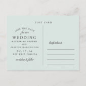 Classic Stripes Bewaar de Date Post Kaart in blauw (Achterkant)