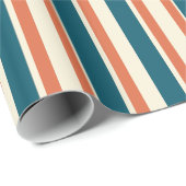 Classic Stripes Blauw en Sinaasappel Modern Trendy Cadeaupapier (Rol Hoek)