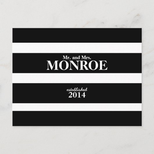 CLASSIC STRIPES BRUILOFT BEDANKT BRIEFKAART (Voorkant)