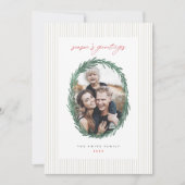 Classic Stripes Kerstvakantie Krans Flat Kaart (Voorkant)