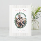 Classic Stripes Kerstvakantie Krans Flat Kaart (Staand voorkant)