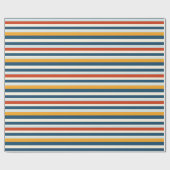 Classic Stripes Navy Blauw Rood Geel Minimaal Cadeaupapier (Vlak)